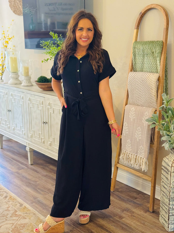 Black Jumpsuit w/Belted Waistline