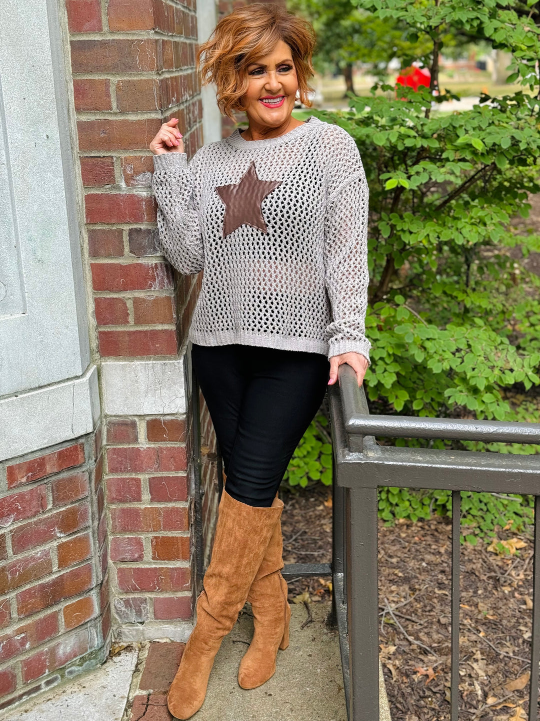 Sting Ray Star Crochet Long Sleeve Sweater