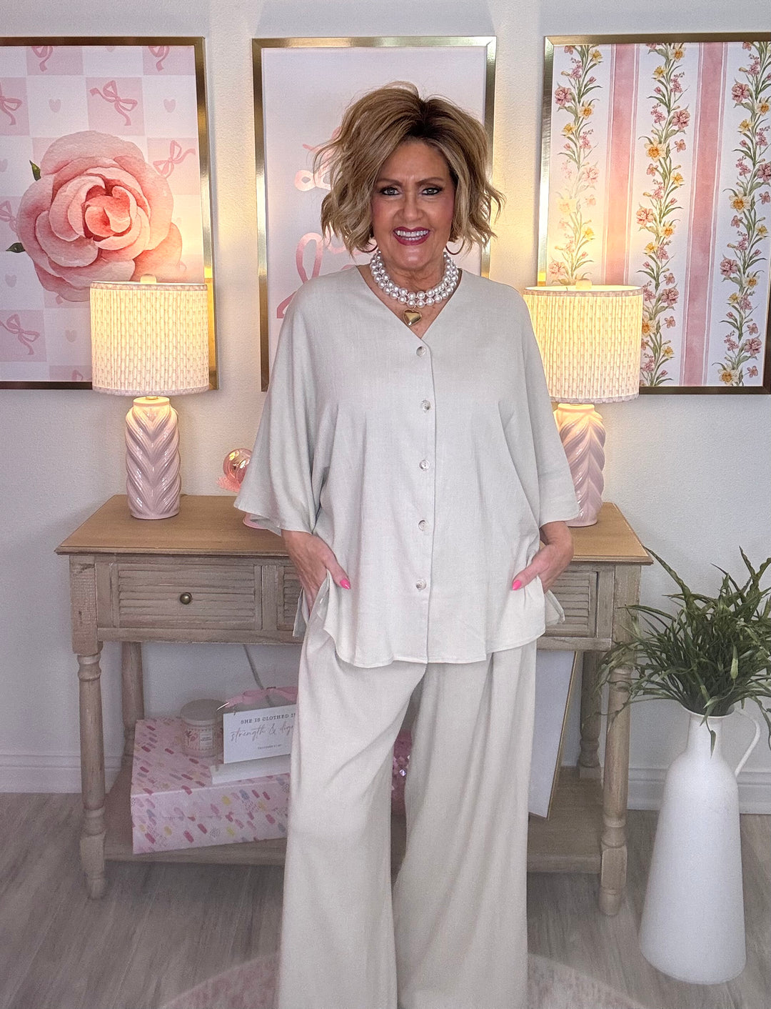 Button-Up Linen Set - 2 Color Options