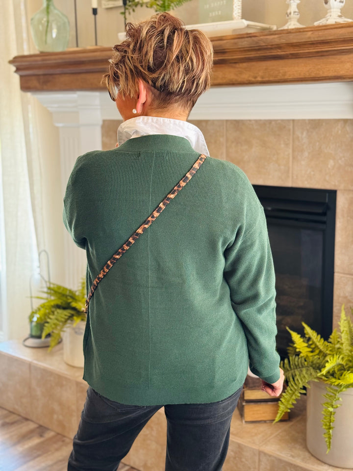 Drop Shoulder Sweater Cardigan - 5 Color Options
