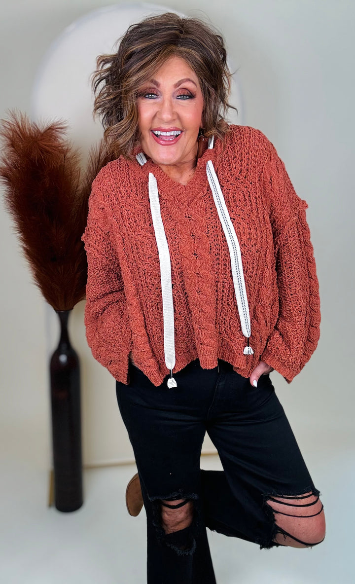 Chenille Hoodie Pullover Sweater - 2 Color Options