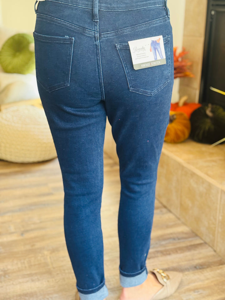 Dark Indigo High-Rise Distressed Skinny Jean