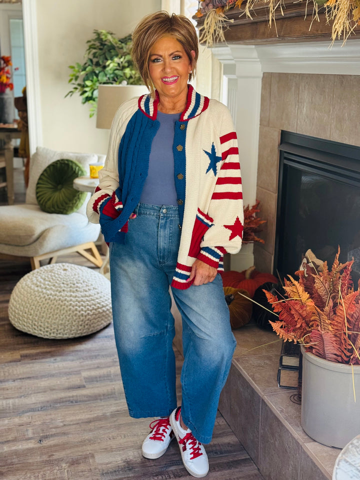 Chenille Sweater Jacket w/Star Detail - 2 Color Options