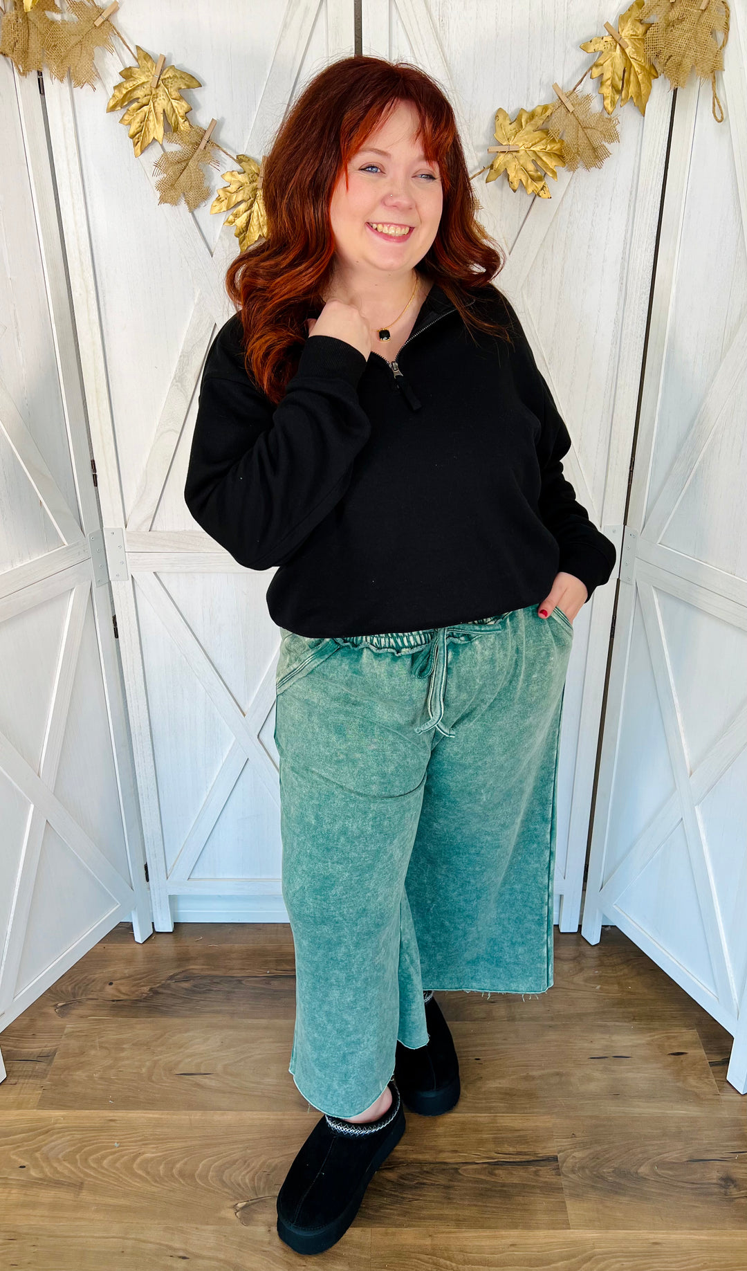 Acid Wash Fleece Palazzo Sweatpants W/Pockets - 3 Color Options - Final Sale