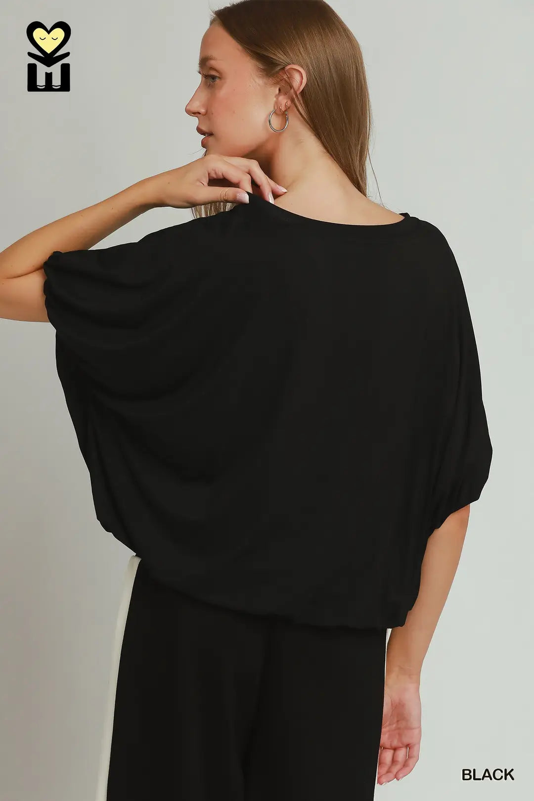 Double Lined Bubble Sleeve and Hem Top-2 Color Options