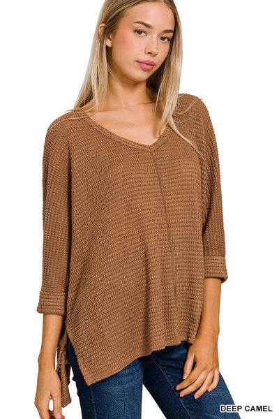 V-Neck Waffle Sweater - 5 Color Options