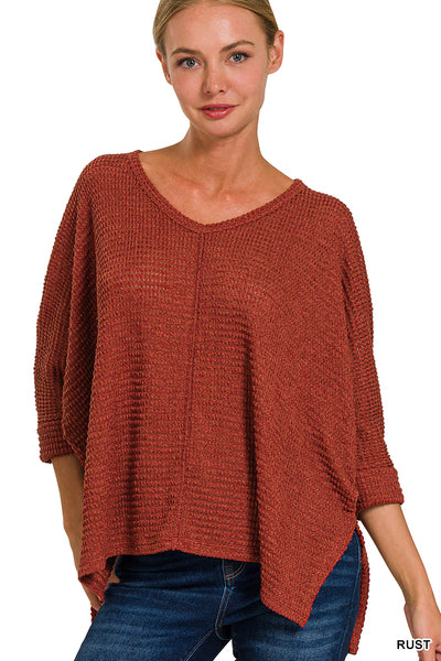 V-Neck Waffle Sweater - 5 Color Options