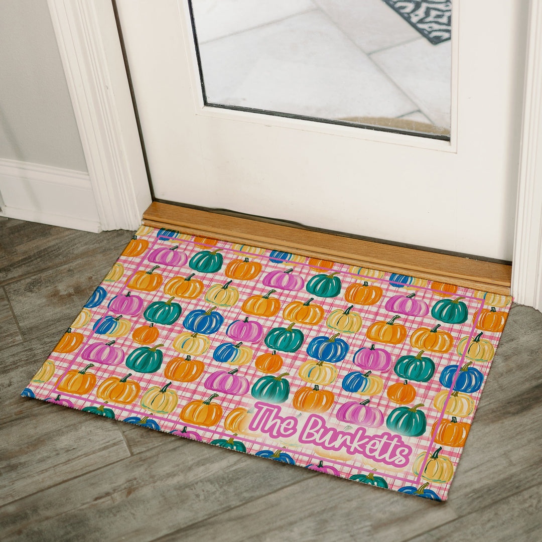 Colorful Pumpkin Door Mat