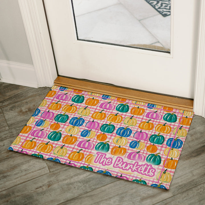 Colorful Pumpkin Door Mat