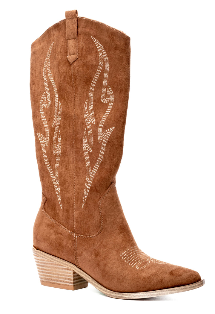 Tobacco Faux Suede Western Boot - Available in 2 Styles