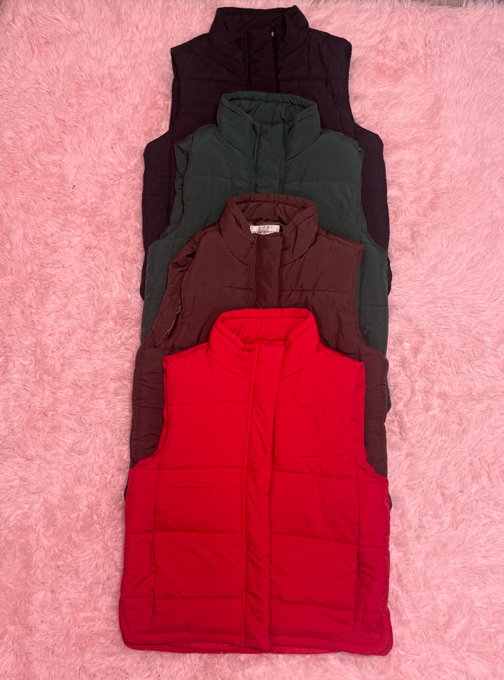 Sleeveless Quilted Vest - 4 Color Options