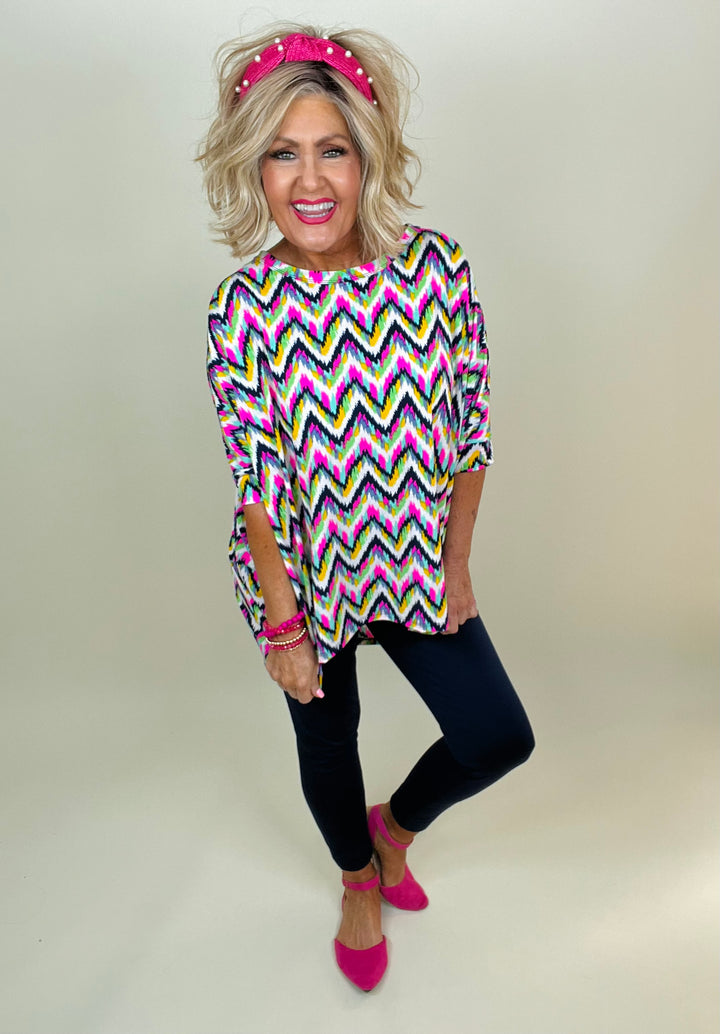 Navy Multi Tunic Top - Available Small Through Extended Sizes