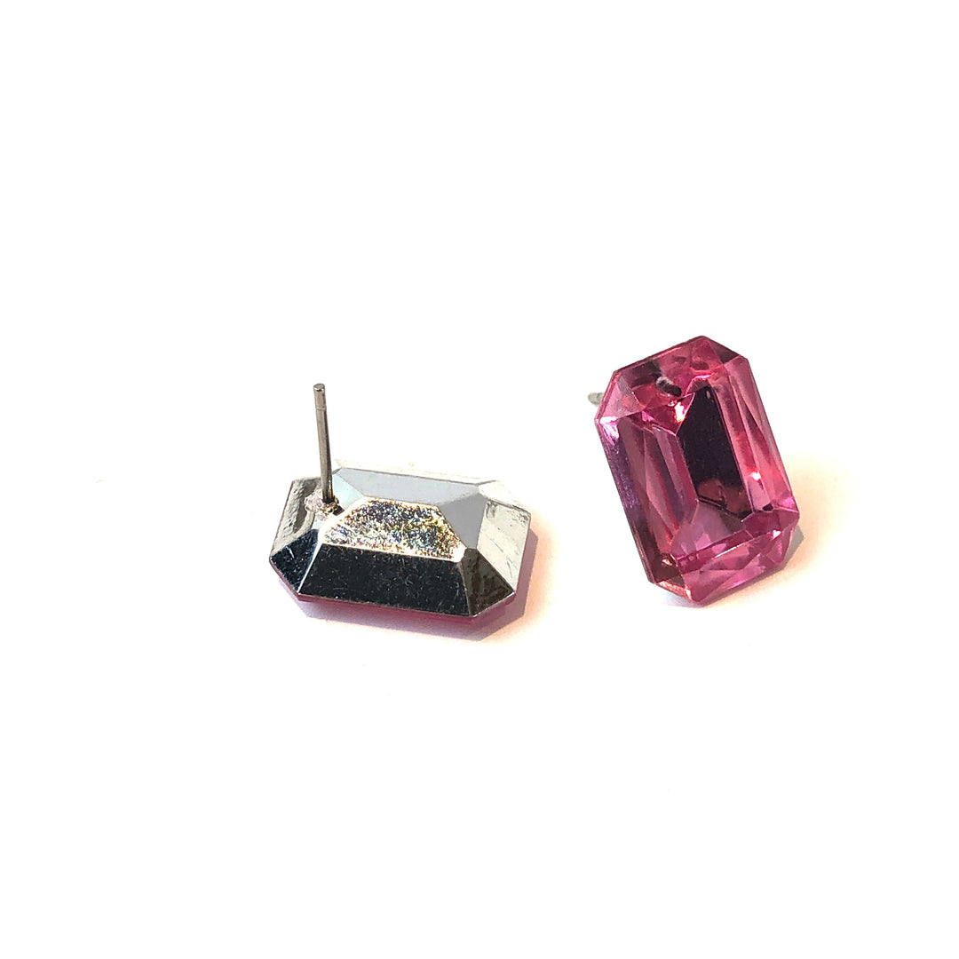 pink faceted studs