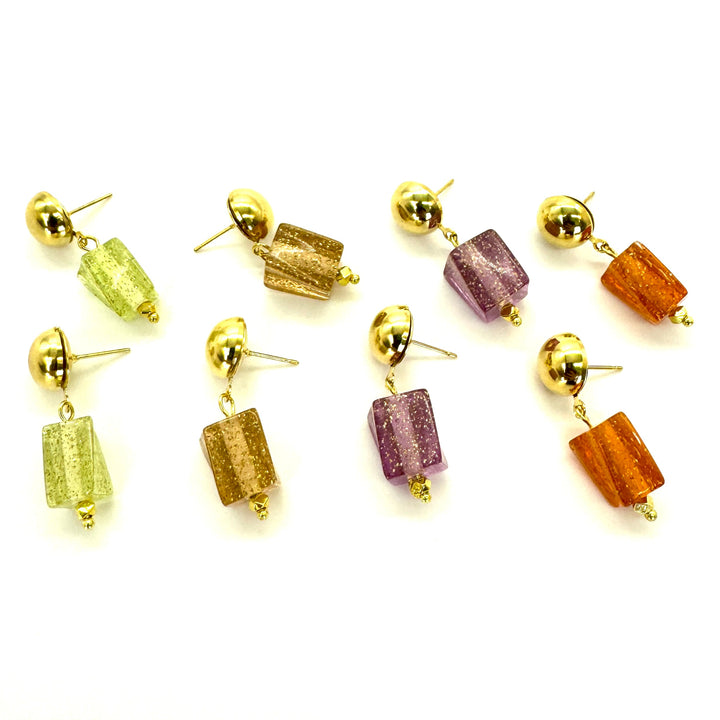 Twisted Glitter Cube Earrings