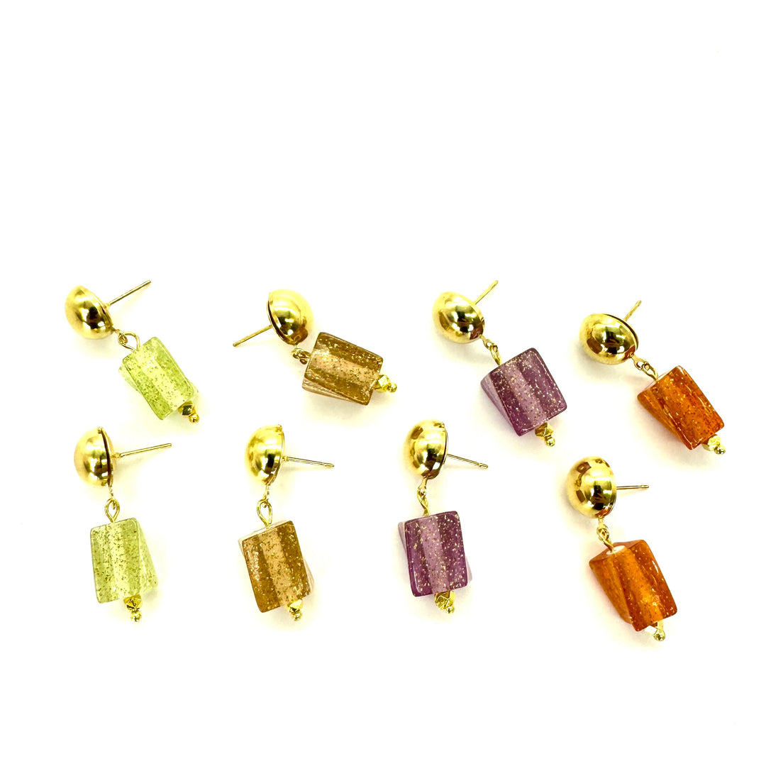 Twisted Glitter Cube Earrings