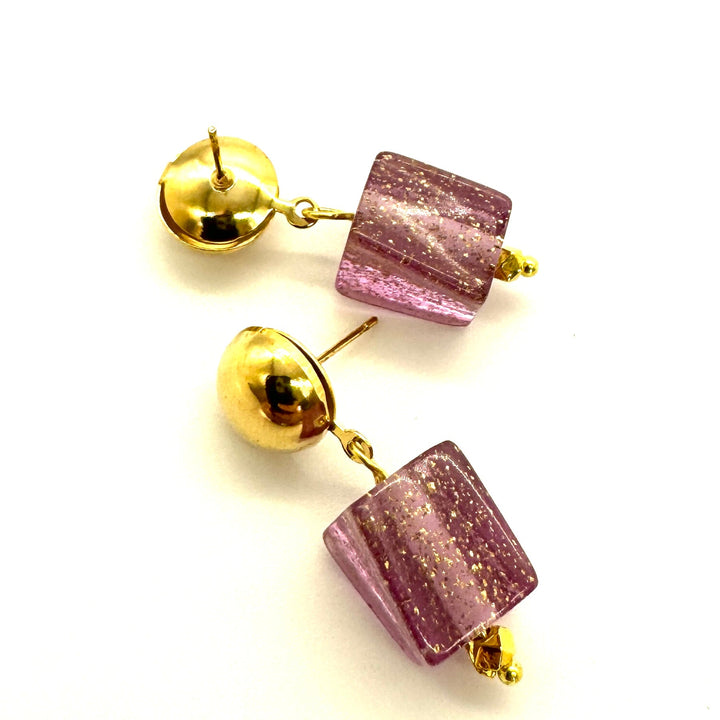 Twisted Glitter Cube Earrings