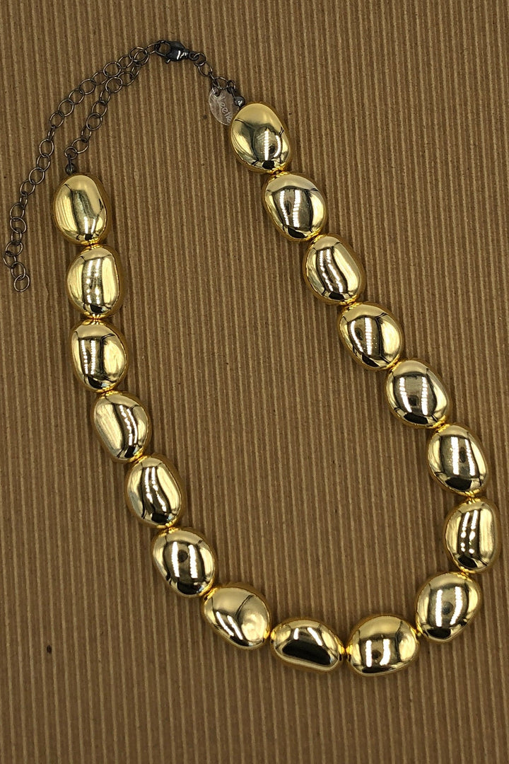 Gold Pebble Bead Marco Necklace