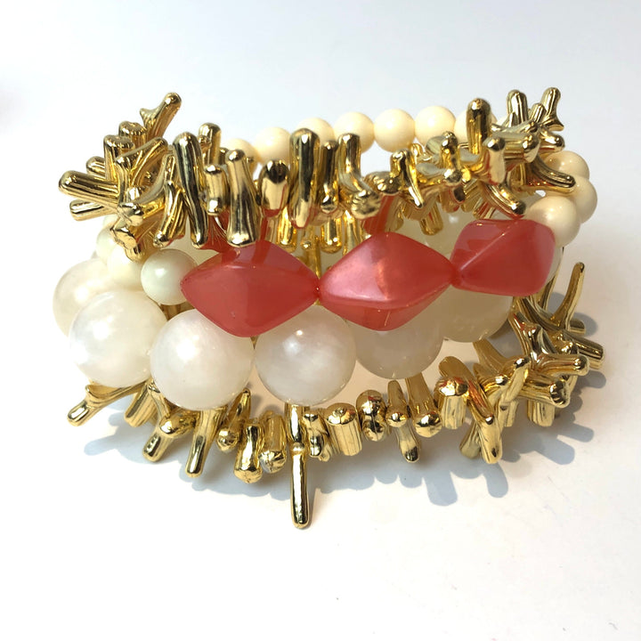 cream coral stretch bracelet