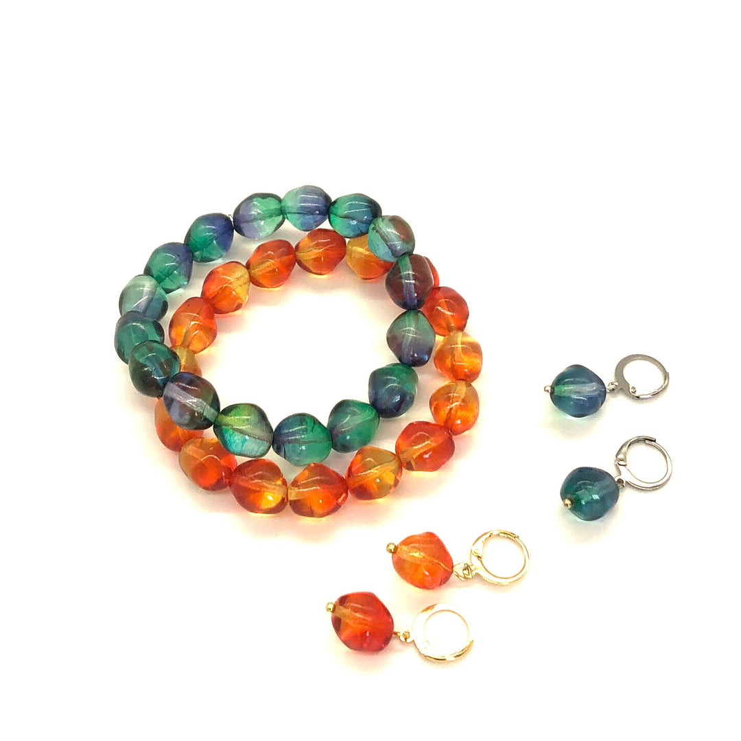 Fire & Water - Leetie Archival Vintage Glass Stretch Bracelet