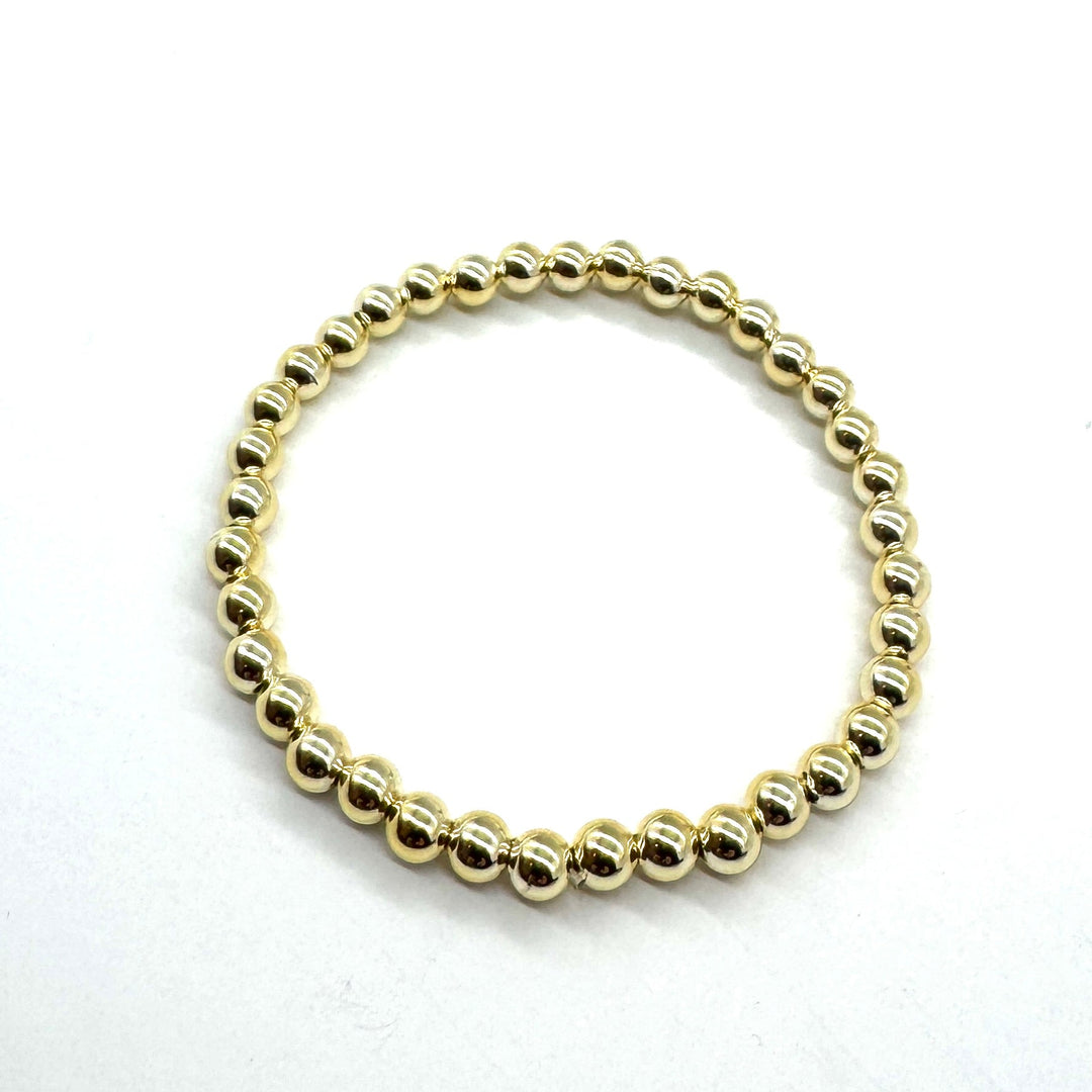 Vacuum-Plated Gold Beaded Stretch Bracelet  - 5mm