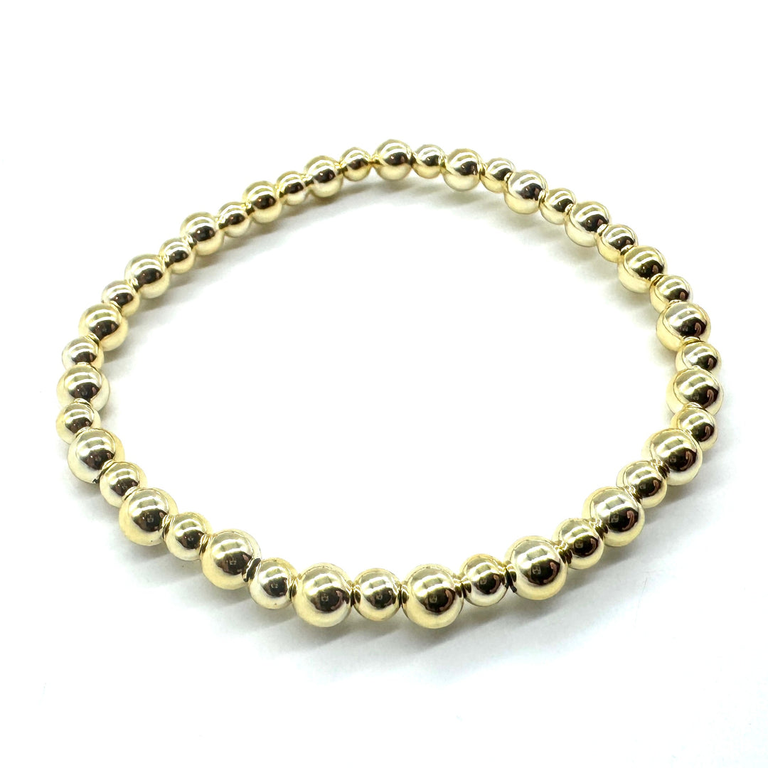 Vacuum-Plated Gold Beaded Stretch Bracelet  - Dotted Pattern 4mm & 5mm