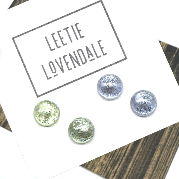 Blue & Green Mercury Stud Earrings Set