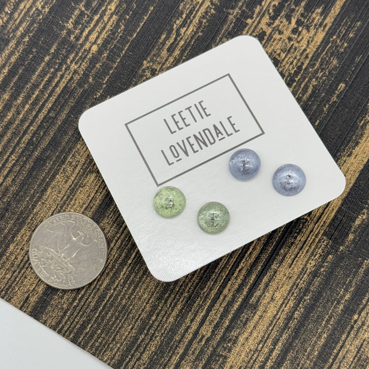 Blue & Green Mercury Stud Earrings Set