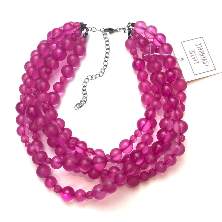 Hot Pink Frosted Sylvie Statement Necklace