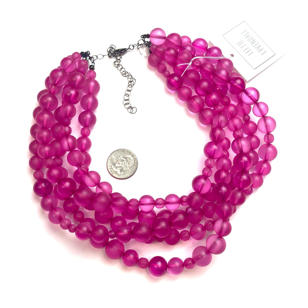 Hot Pink Frosted Sylvie Statement Necklace