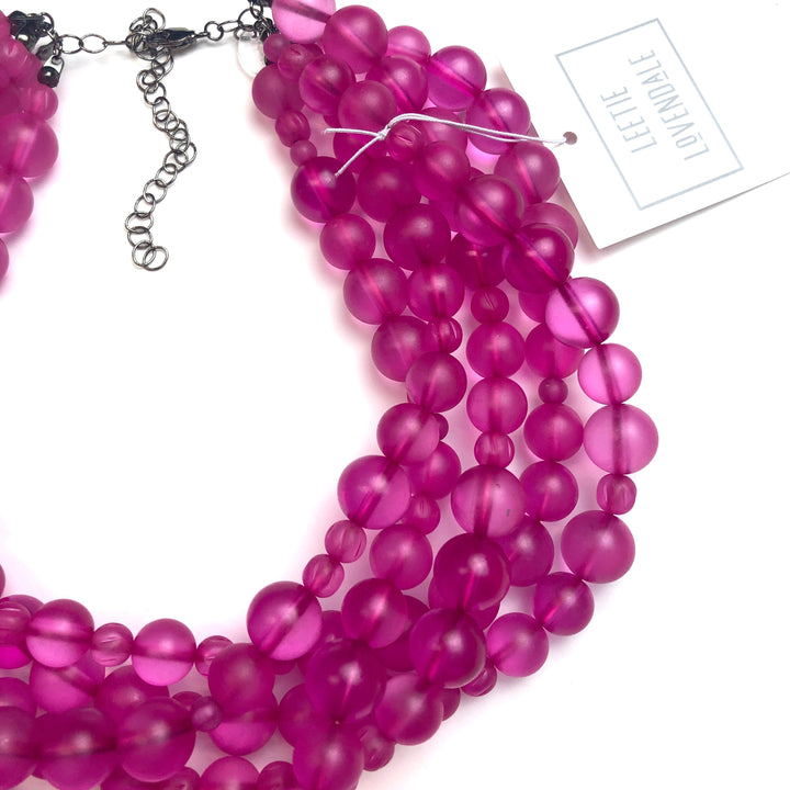 Hot Pink Frosted Sylvie Statement Necklace