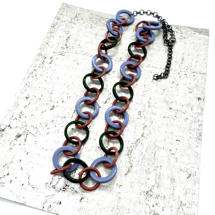 Forest & Periwinkle Petite Spotted Link Chain Necklace