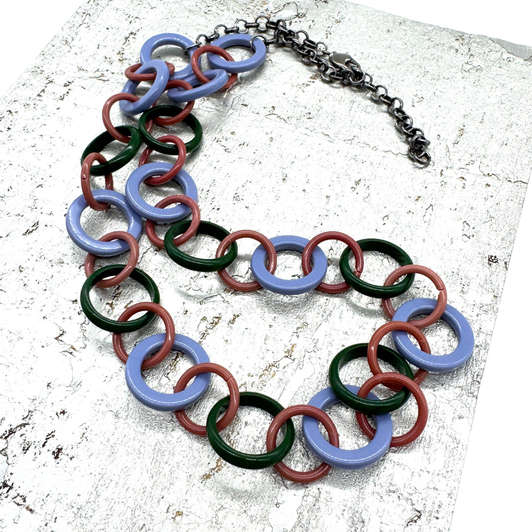 Forest & Periwinkle Petite Spotted Link Chain Necklace