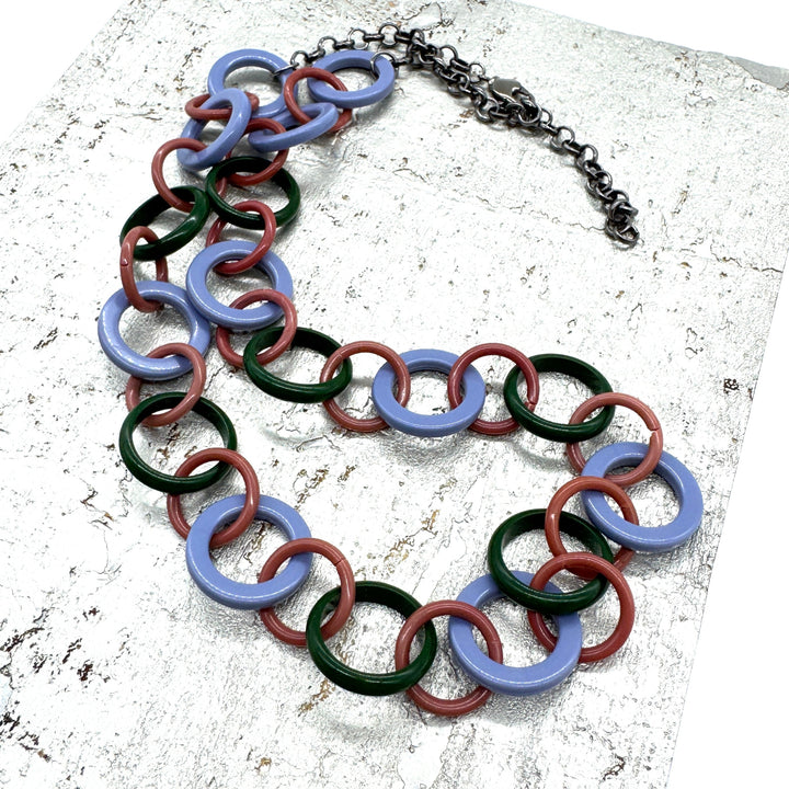 Forest & Periwinkle Petite Spotted Link Chain Necklace