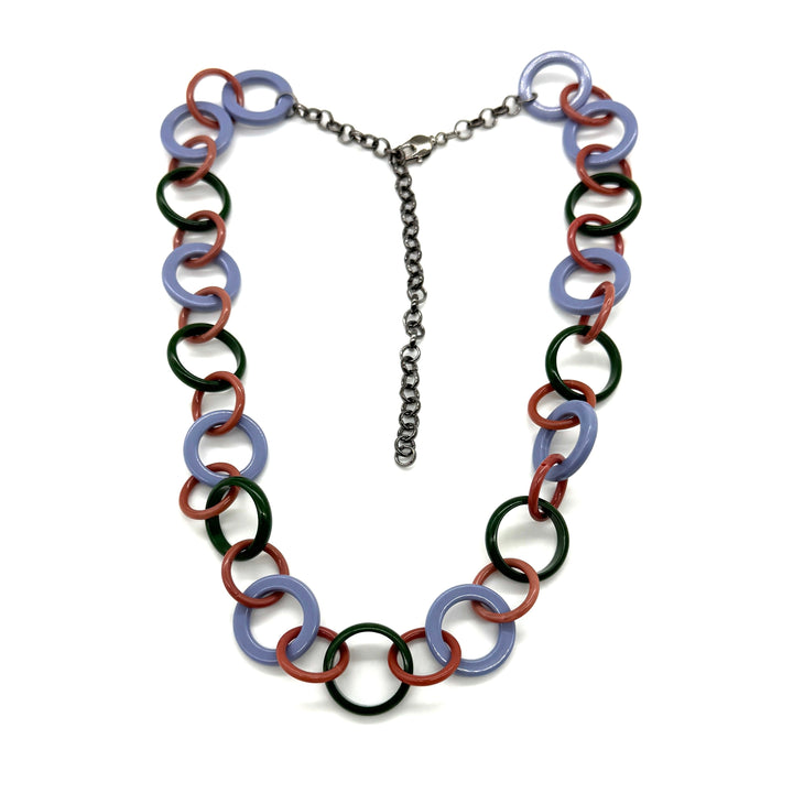 Forest & Periwinkle Petite Spotted Link Chain Necklace