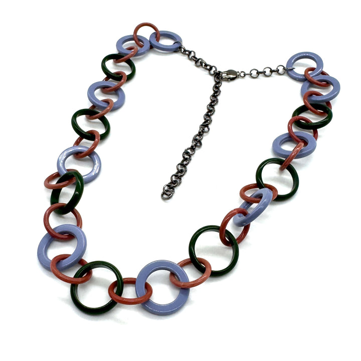Forest & Periwinkle Petite Spotted Link Chain Necklace