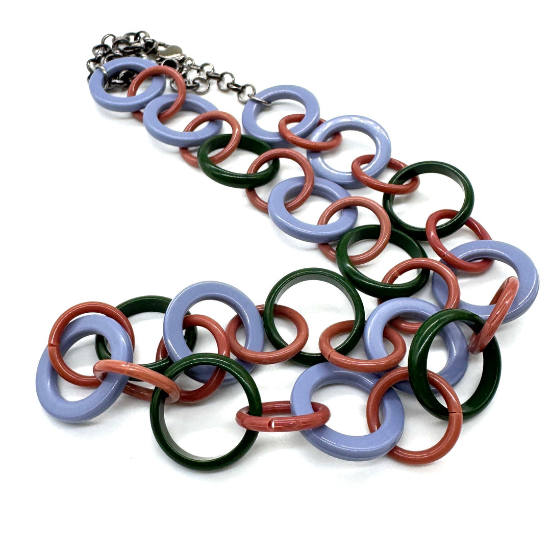 Forest & Periwinkle Petite Spotted Link Chain Necklace