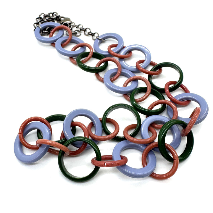 Forest & Periwinkle Petite Spotted Link Chain Necklace