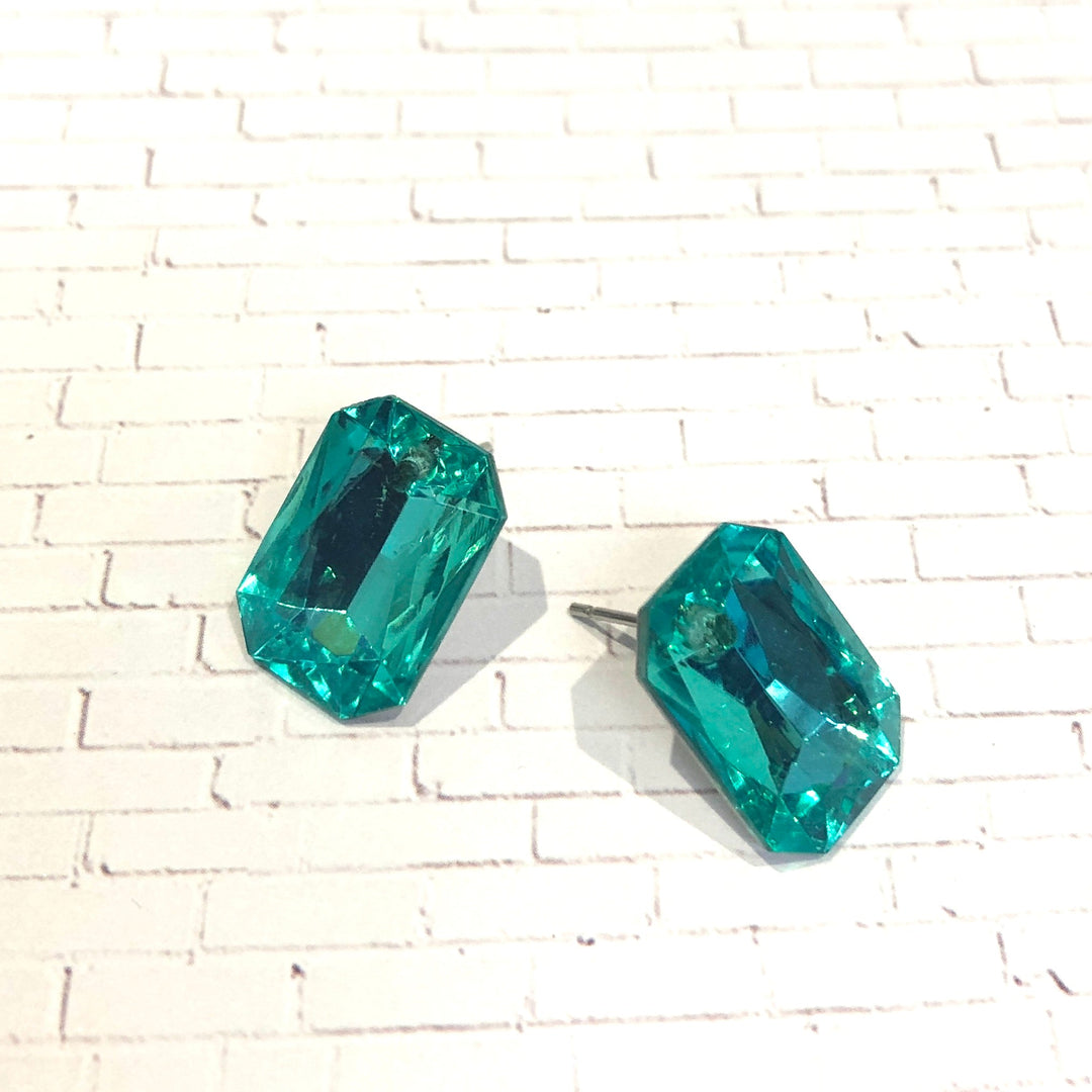 vintage teal green stud earrings