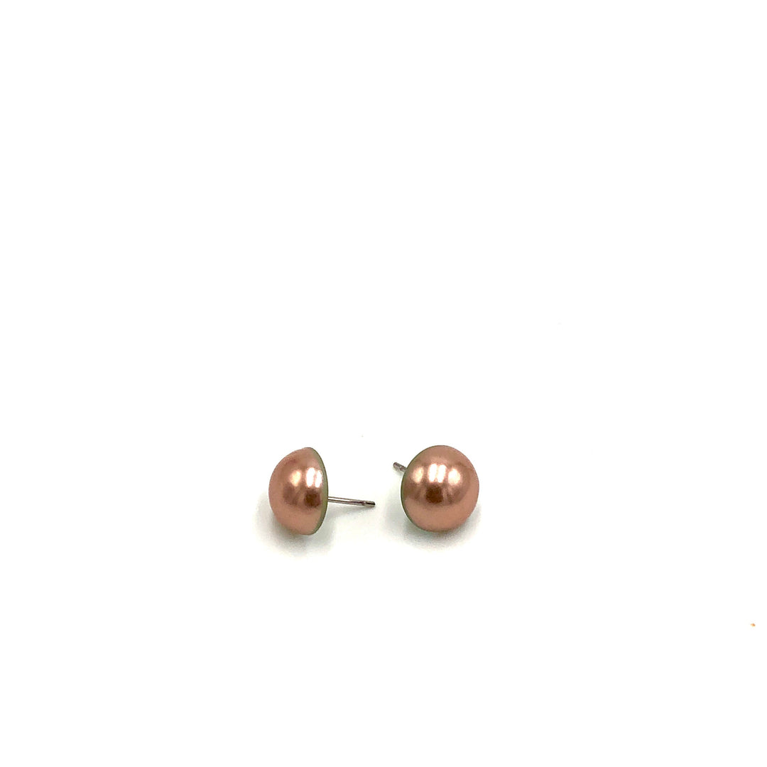 French Pink Pearl Retro Button Stud Earrings