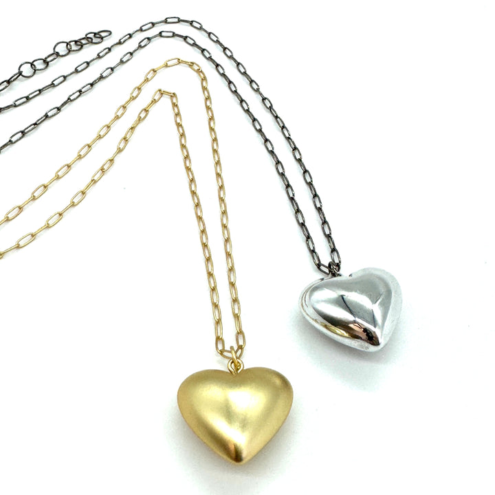 Metallic Puff Heart Jamie Necklace