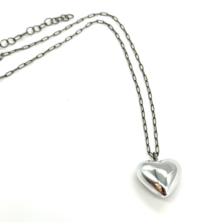 Metallic Puff Heart Jamie Necklace