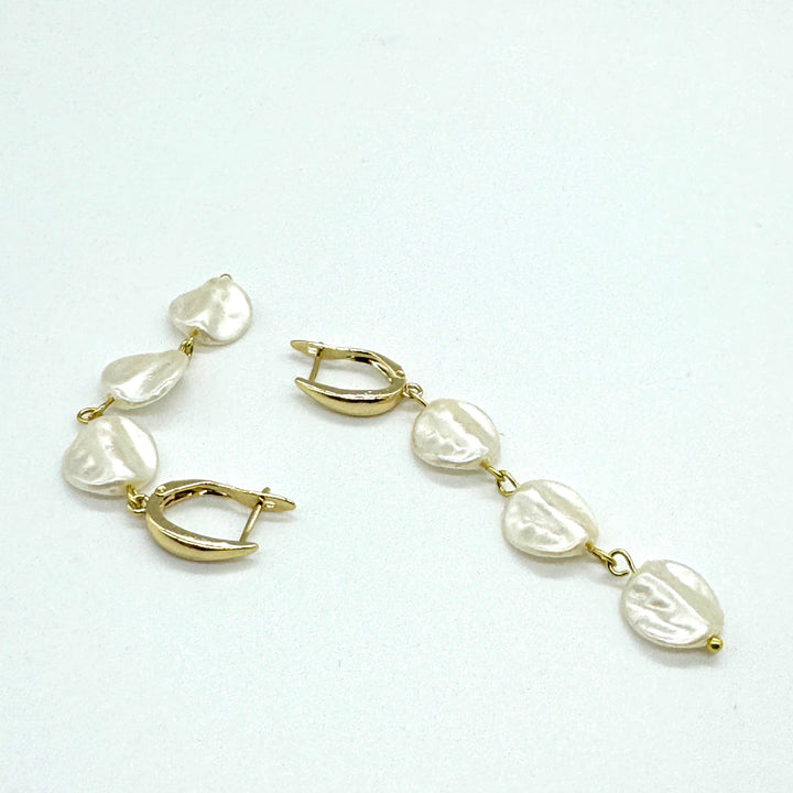 Wafer Pearly Drop Earrings