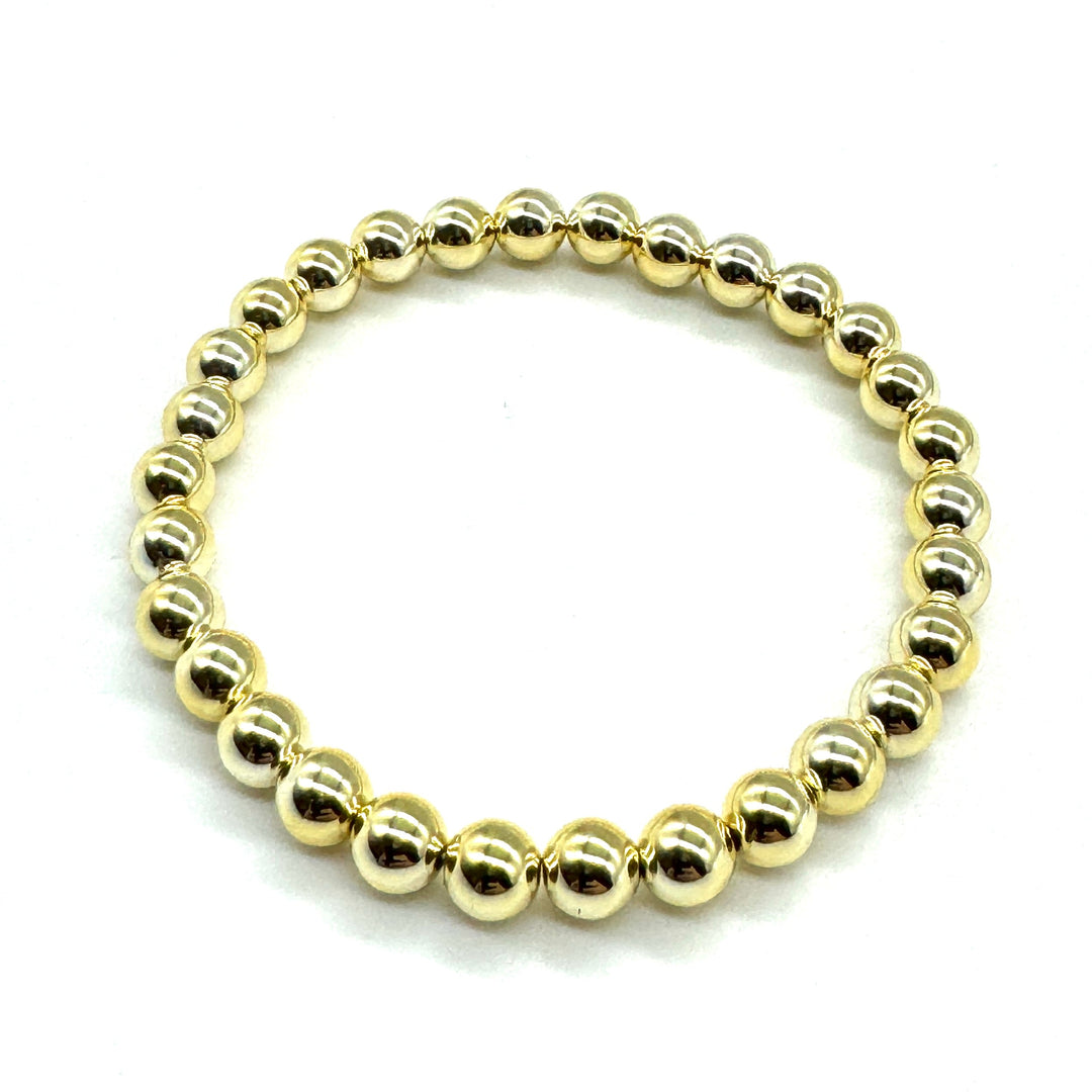 Vacuum-Plated Gold Beaded Stretch Bracelet  - 5mm