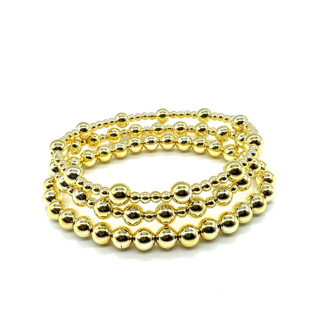 Vacuum-Plated Gold Beaded Stretch Bracelet  - 5mm