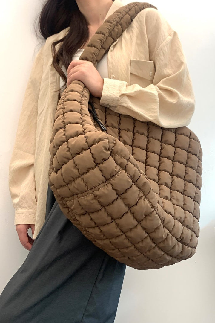 Oversized Quilted Carryall Crossbody Bag - 2 Color Options
