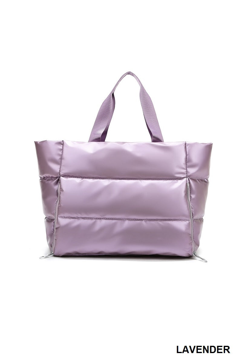 Puffy Quilted Waterproof Travel Tote Bag - 4 Color Options