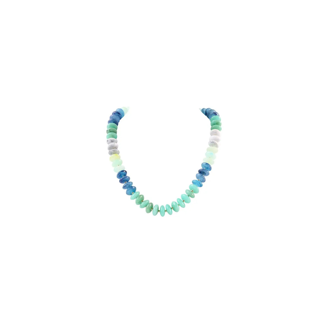 Marble and Gold Beaded Necklace-2 Color Options-Brown and Turquoise