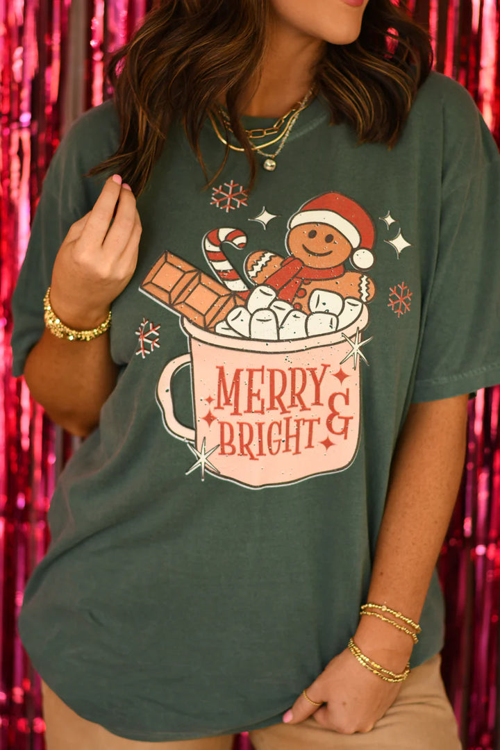 Blue Spruce Merry & Bright Gingerbread Mug Tee - Small Through Extended Sizes