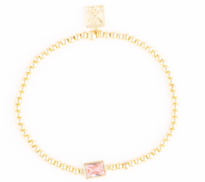 Gold Birth Stone Stretch Bracelet - 12 Options