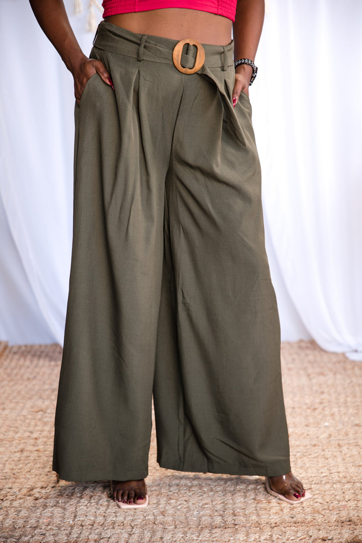 Olive You - Belted Wide Leg Pants